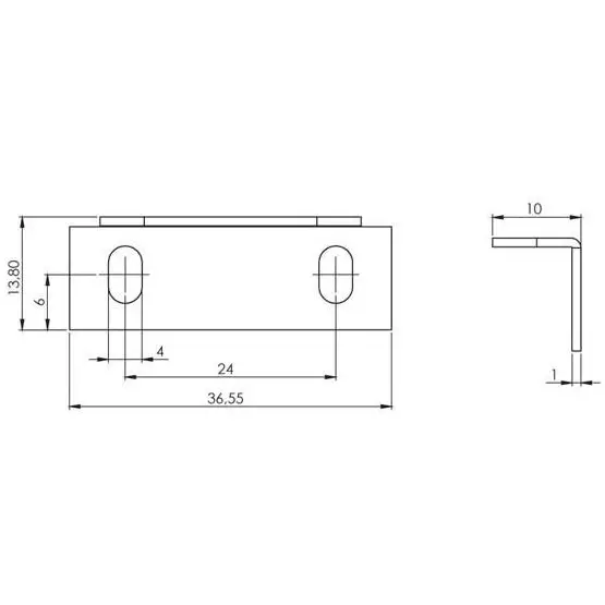 Cam holder, steel, dimensioned drawing in millimetres