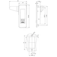 Drawing, Panel lock, automatic, right, zinc body, steel cam, chrome plated