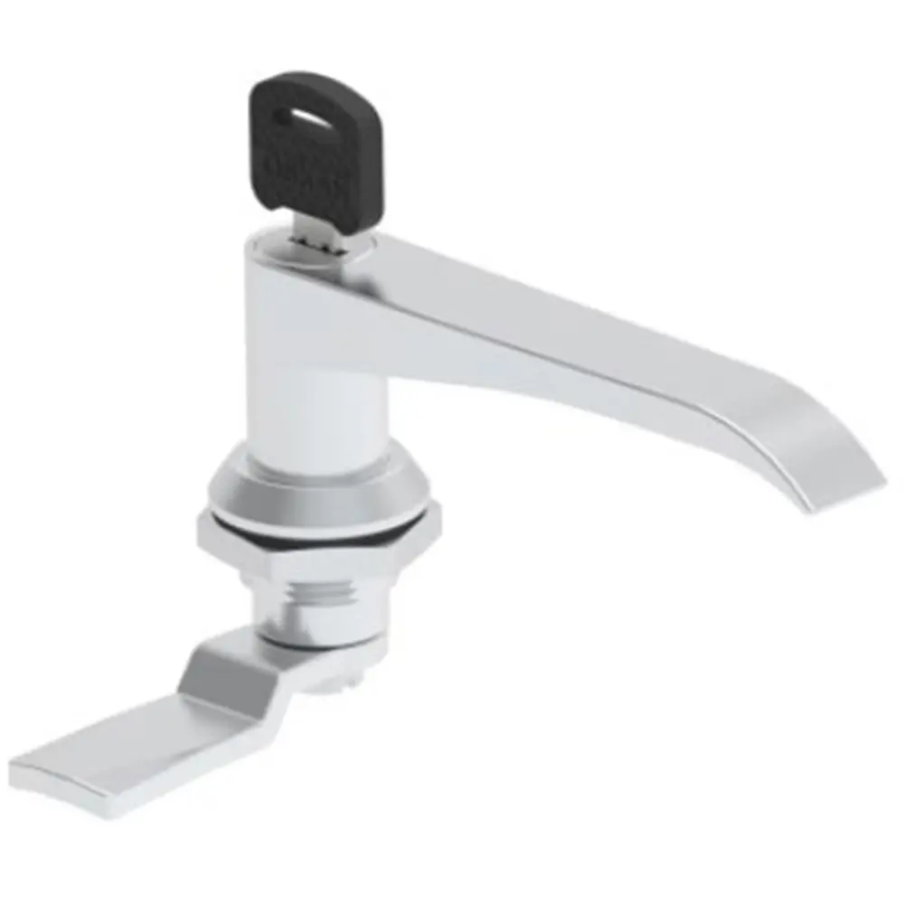 Lock, L handle, keyed alike, chrome, photograph