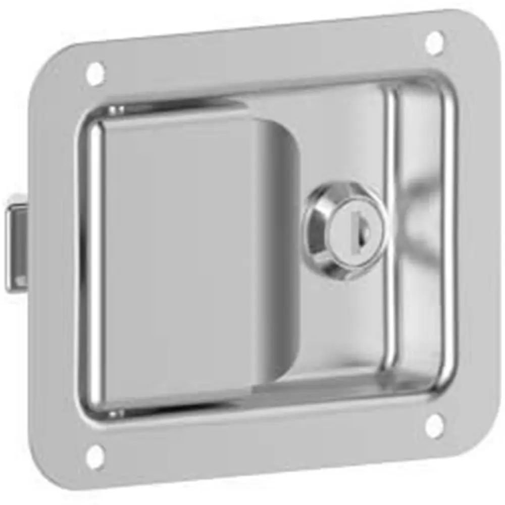 Push-to-close latch, stainless steel, keyed alike, photograph