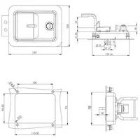 Drawing, Push-to-close latch, padlockable, black, keyed alike