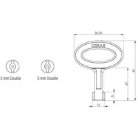 Drawing, Key, medium, 3 mm double-bit, chrome