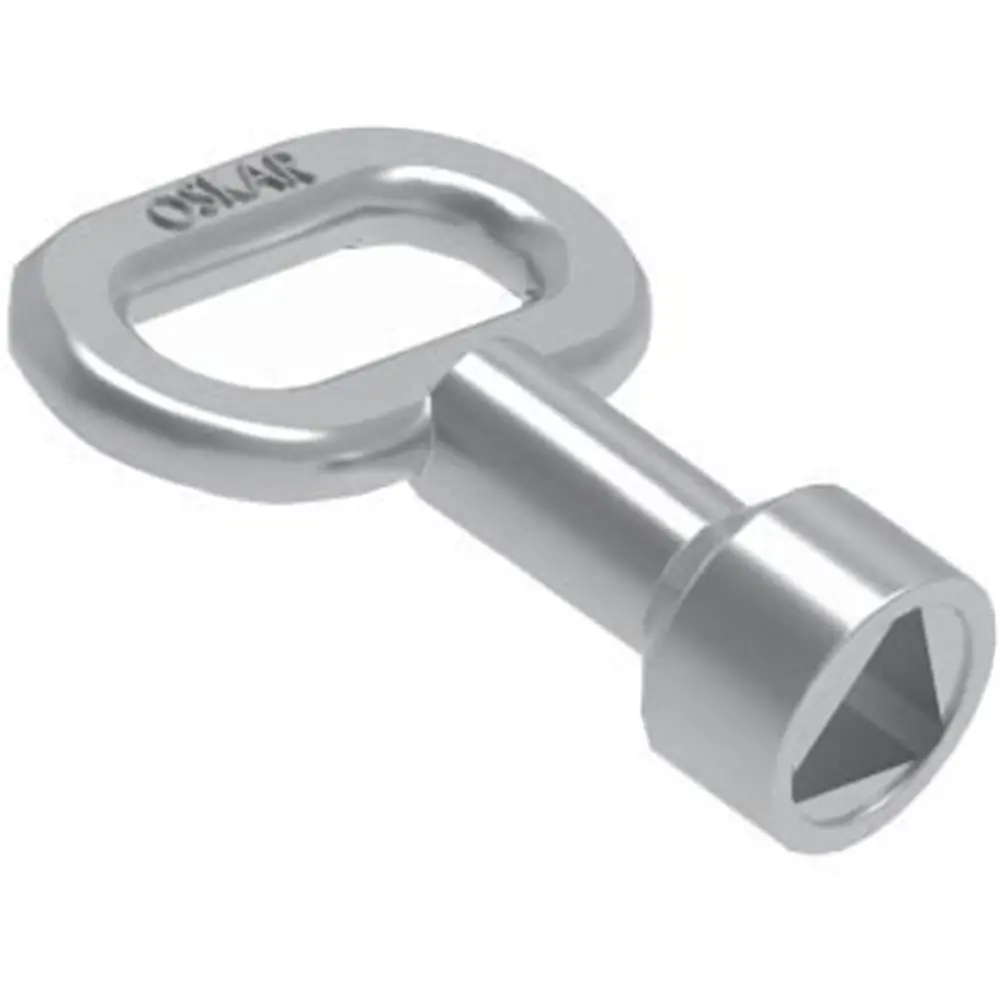 Key, medium, 9 mm triangle, chrome, photograph