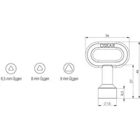 Drawing, Key, medium, 9 mm triangle, chrome