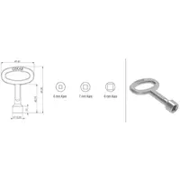 Drawing, Key, large, 6 mm square, chrome