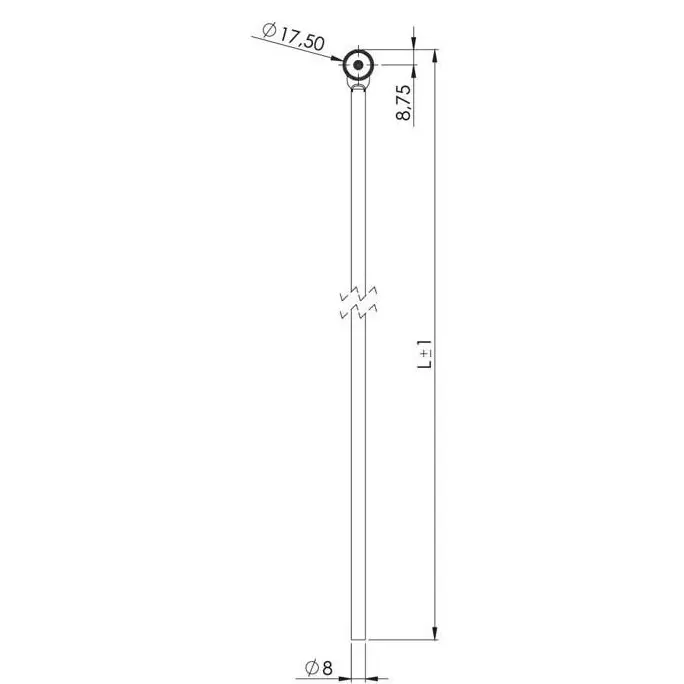 Flat rod, 800 mm, dimensioned drawing in millimetres