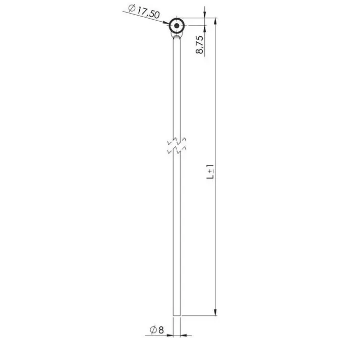 Flat rod, 1000 mm, dimensioned drawing in millimetres