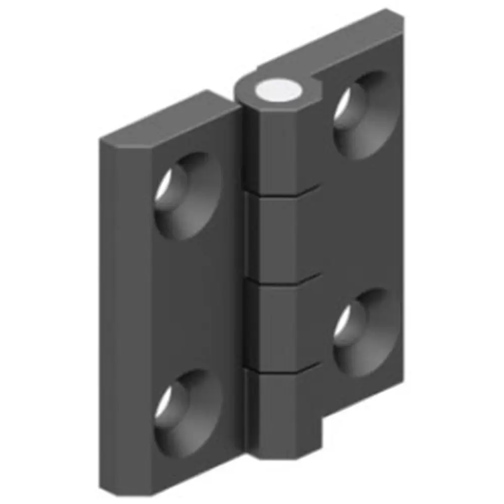 Hinge leaf, 40 × 40 mm, with holes, polyamide, black, photograph