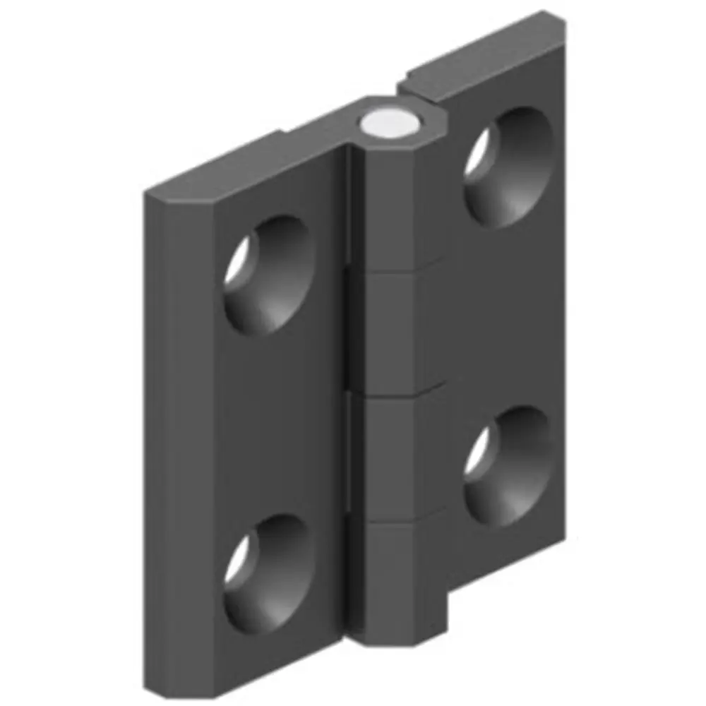 Hinge leaf, 50 × 50 mm, with holes, polyamide, black, photograph