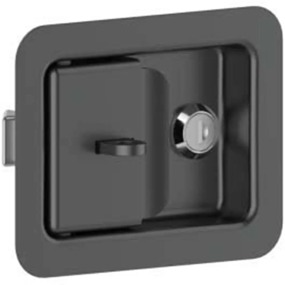 Push-to-close latch, padlockable, black, Eurokey, photograph