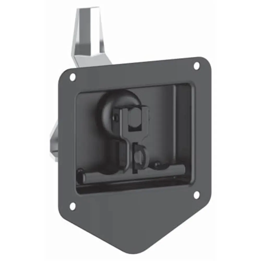 Truck toolbox lock, black, steel, with padlock device